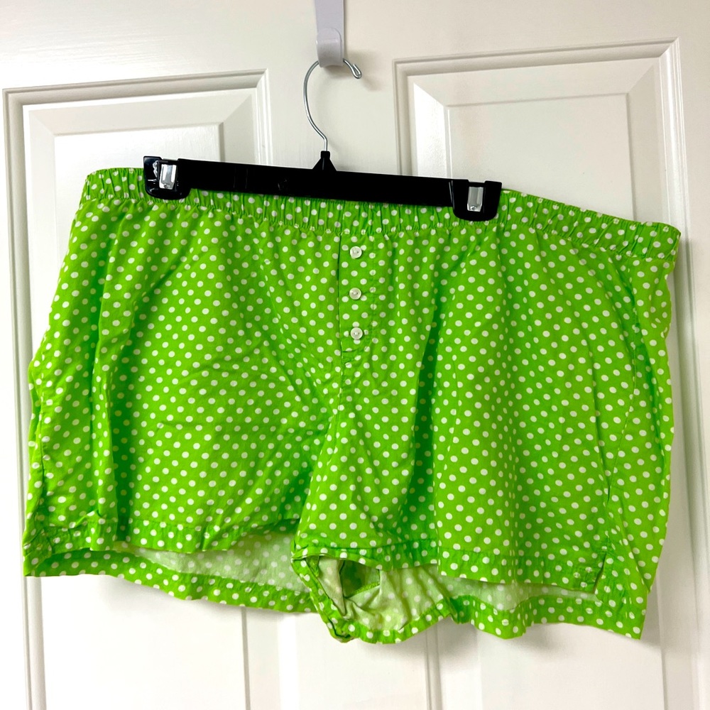 Women’s green white polka dot pajama PJ shorts, women’s size XL, sleepwear